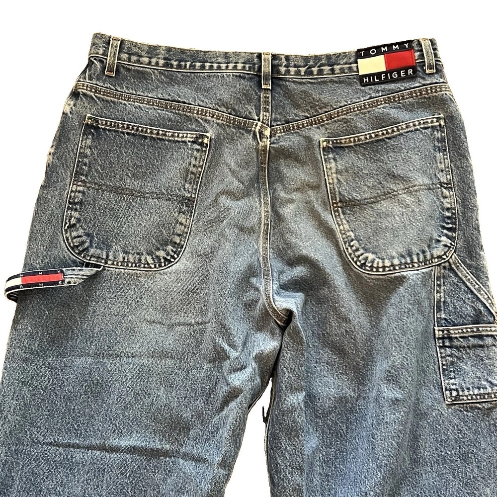 Vintage Y2K Tommy Hilfiger Carpenter Jeans Mens 38x34 Blue Baggy Utility Denim